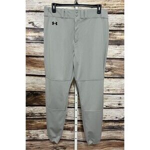 Under Armour Baseball Pants Tapered Fit Gray Snap & Zip Adult Men's Sz XXL New